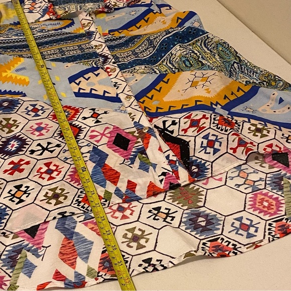 Caleoas Women’s M Tunic Top Shirt Mixed Pattern Button Up Pockets Boho - Picture 14 of 14